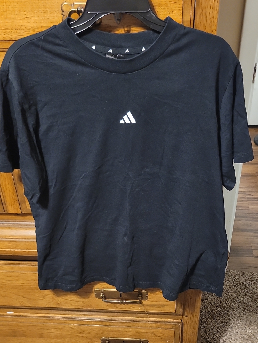adidas Black Short Sleeve Tee with White Logo